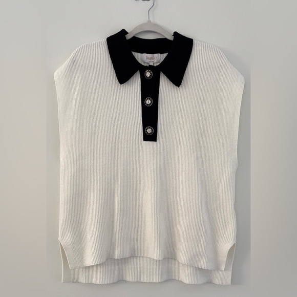 Laundry By Shelli Segal Sweaters - Laundry by Shelli Segal Woman's Size Large Sweater Polo‎ Cap Sleeves White